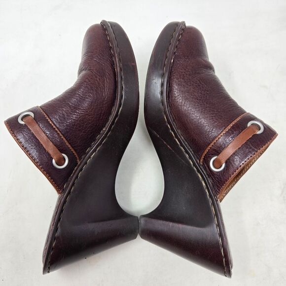 BORN Women's Brown Leather Heeled Clogs Size 7 | 38 EU - Picture 9 of 12